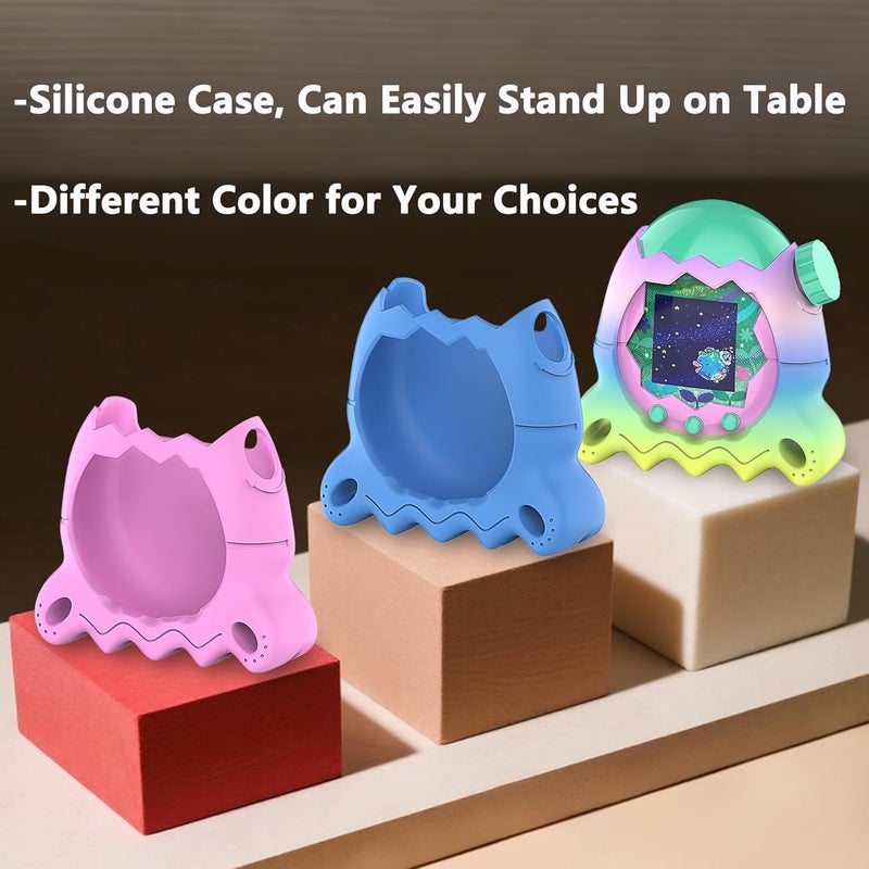 JCHPINE Silicone Cover Case for Tamagotchi Paradise Interactive Virtual Pet, Stand Up Case for Tamagotchi Paradise Screen Protector and Lanyard (Rainbow) - Image 4